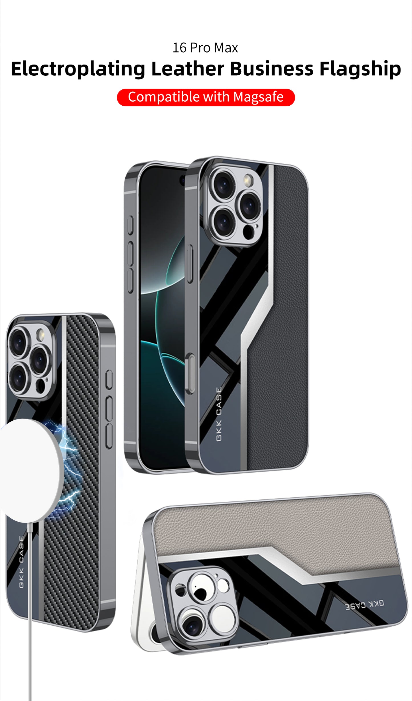 Electroplating Plain Leather Cover for I Phone