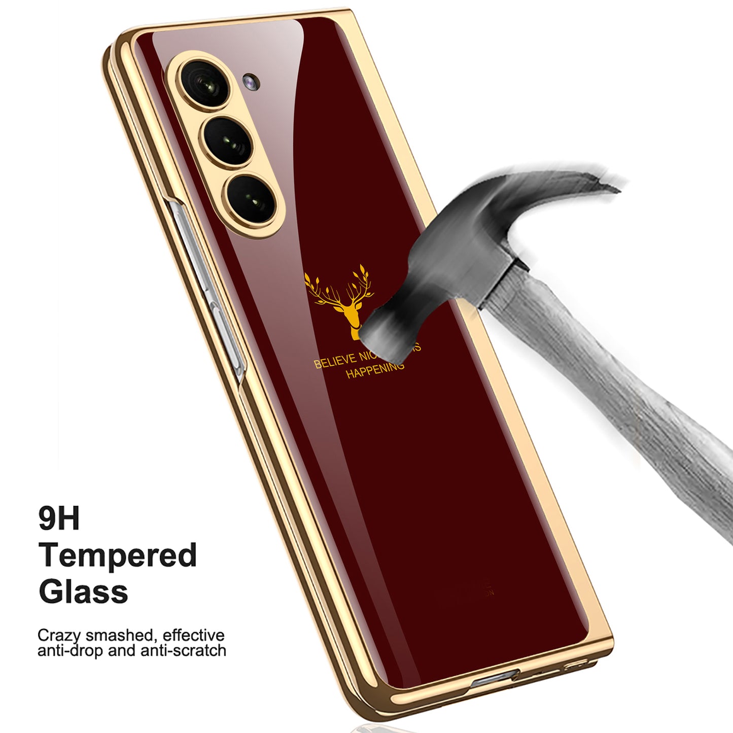 Stylish Electroplating Glass with Pen Holder Cover for Samsung Galaxy Z Fold Series