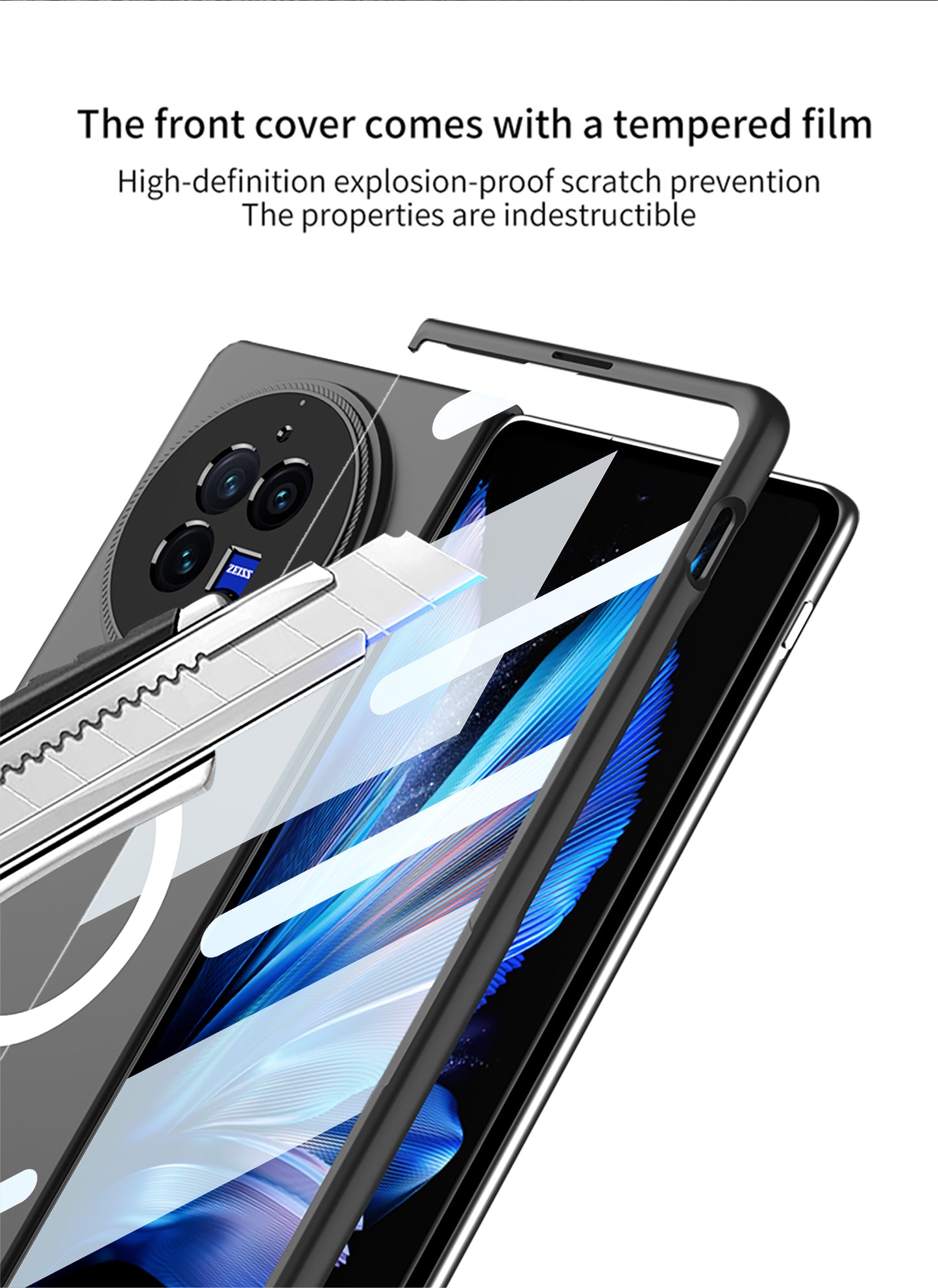 Ultra Thin Back Ring Magsafe Back and Front case for Vivo X Fold3 Pro | Utra Thin Back Cover Case | Front Tempered Glass Case | Light Weight