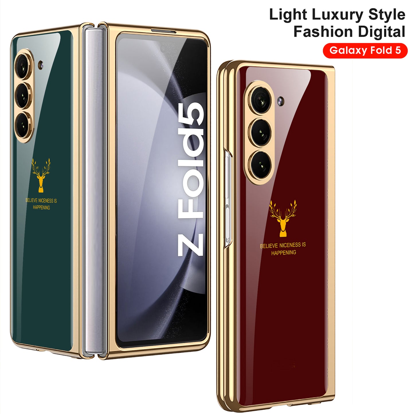 Stylish Electroplating Glass with Pen Holder Cover for Samsung Galaxy Z Fold Series