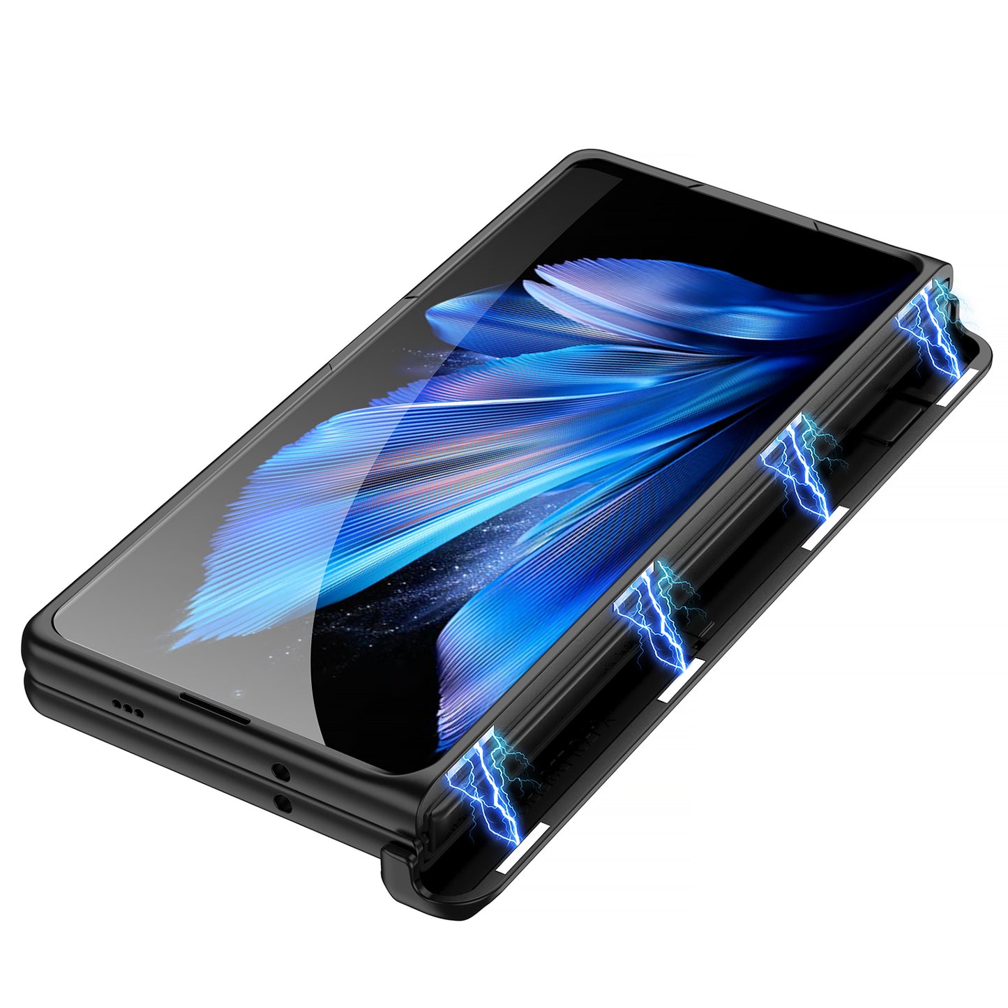 Magnetic Hinge | Ultra Thin | Inbuilt Kickstand Case for Vivo X Fold3 Pro | Full Body Hard Protection | Utra Thin Back Cover Case | Front Tempered Glass Case | Polycarbonate