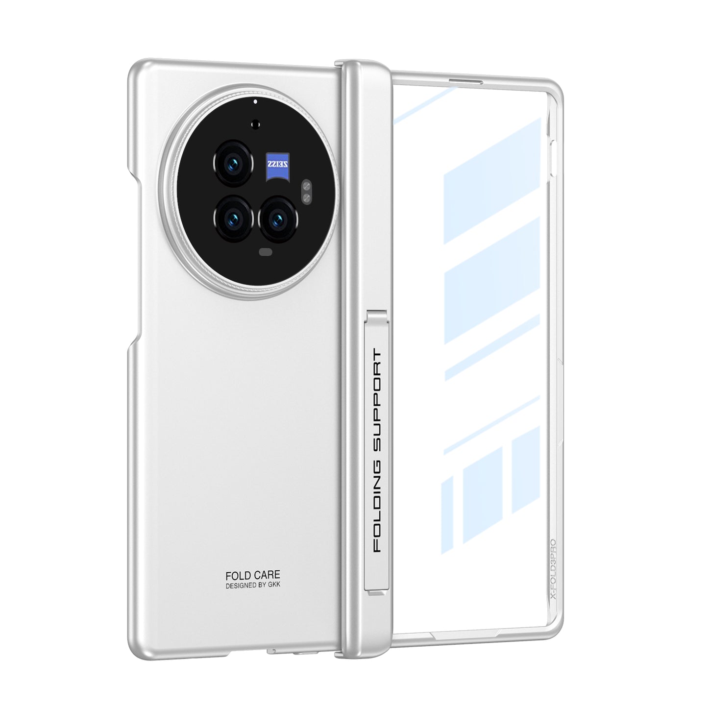 Magnetic Hinge | Ultra Thin | Inbuilt Kickstand Case for Vivo X Fold3 Pro | Full Body Hard Protection | Utra Thin Back Cover Case | Front Tempered Glass Case | Polycarbonate