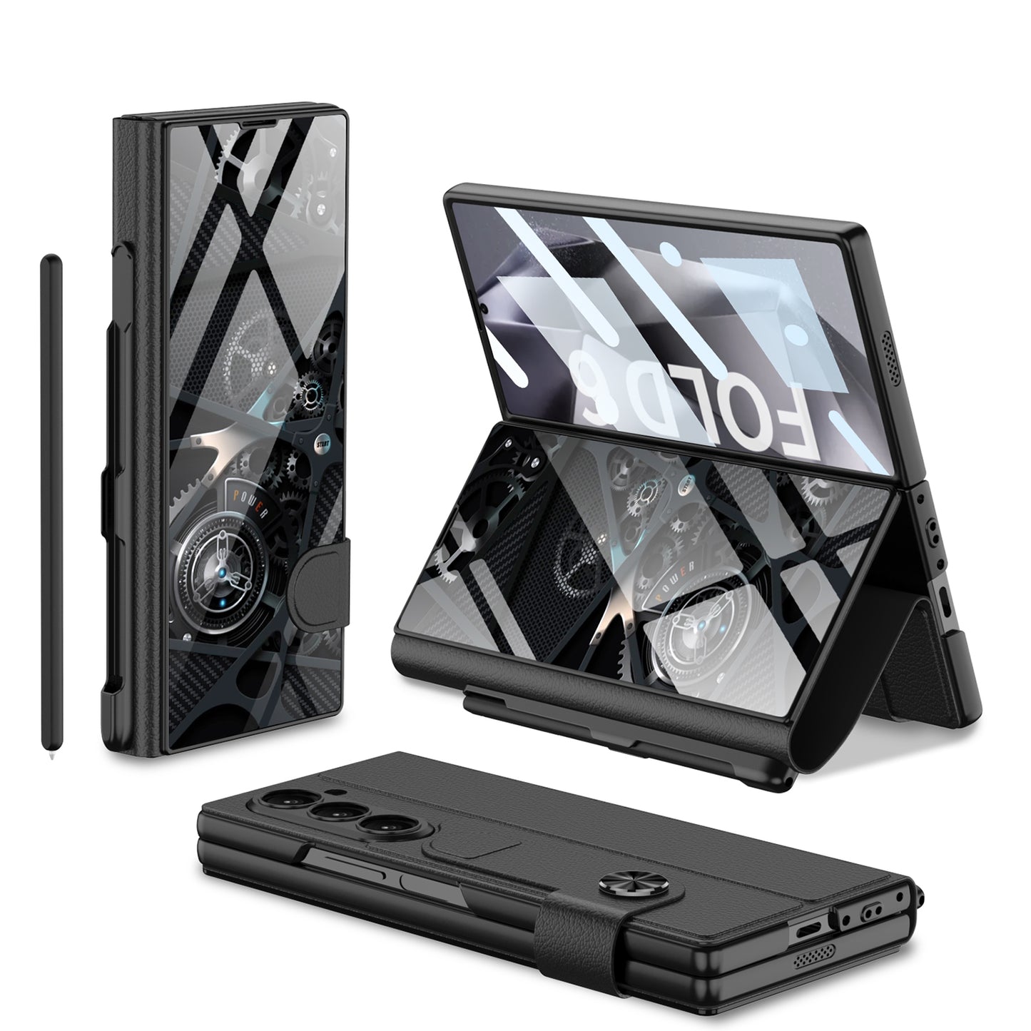 Stylish Electroplating Glass with Pen Holder Cover for Samsung Galaxy Z Fold Series