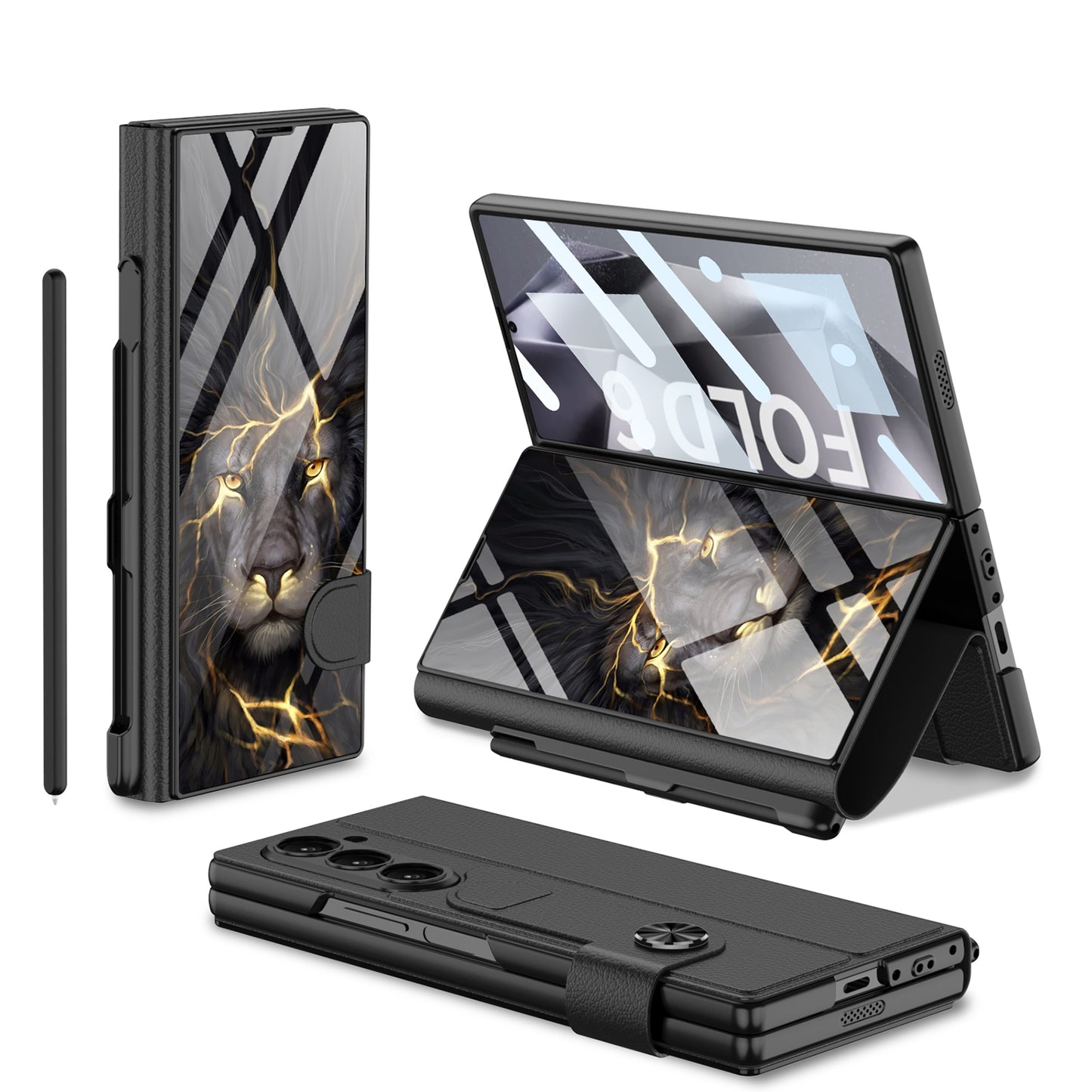 Stylish Electroplating Glass with Pen Holder Cover for Samsung Galaxy Z Fold Series