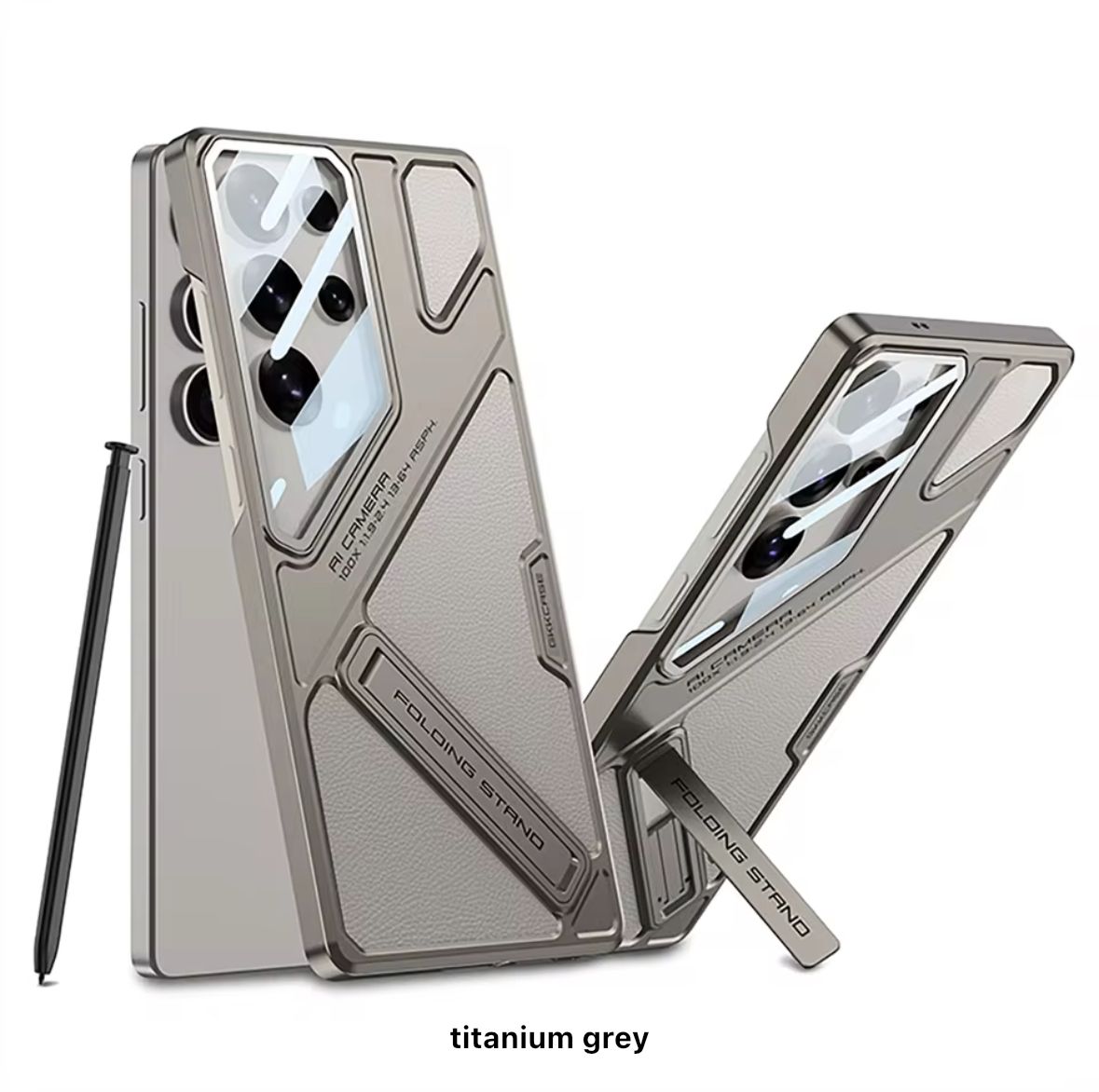 Premium stylish matte finish Kickstand case with Camera Glass Protection for Samsung Galaxy S25 Ultra
