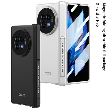 Magnetic Hinge | Ultra Thin | Inbuilt Kickstand Case for Vivo X Fold3 Pro | Full Body Hard Protection | Utra Thin Back Cover Case |  Front Tempered Glass Case | Polycarbonate