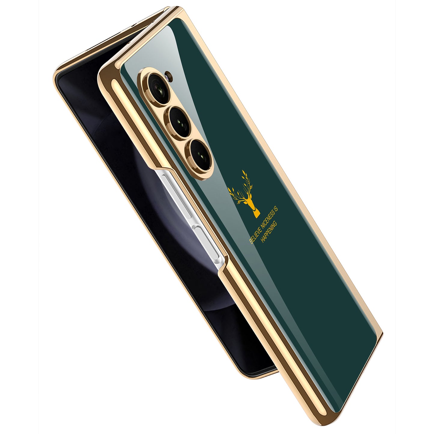 Stylish Electroplating Glass with Pen Holder Cover for Samsung Galaxy Z Fold Series