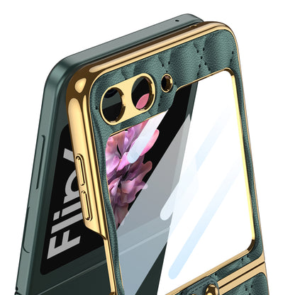 Electroplating Leather Ring Rhombus Stylish Cover for Samsung Galaxy Z Flip Series
