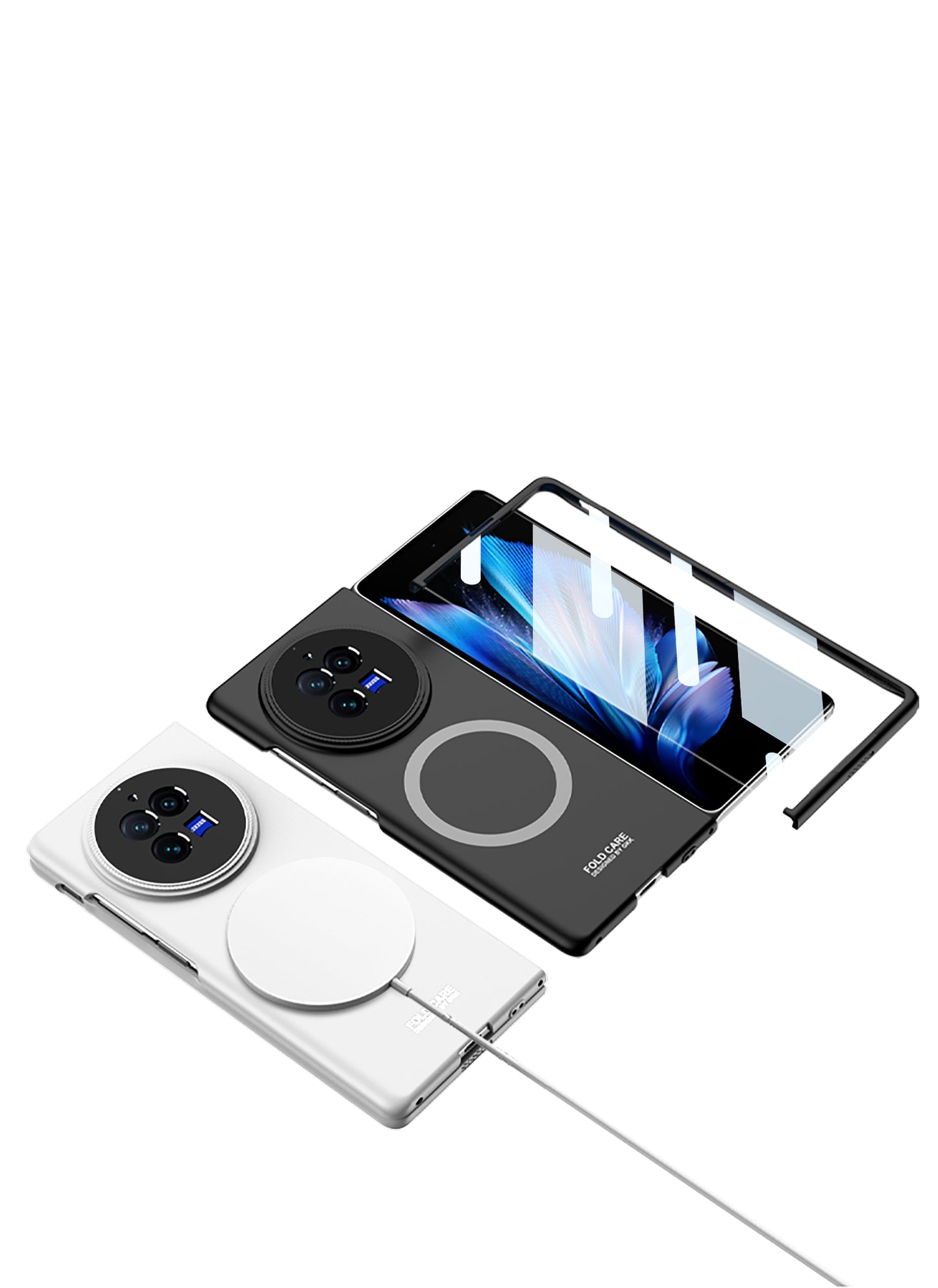Ultra Thin Back Ring  Magsafe  Back and Front case for Vivo X Fold3 Pro | Utra Thin Back Cover Case |  Front Tempered Glass Case | Light Weight