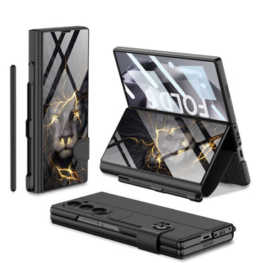 Stylish Electroplating Glass with Pen Holder Cover for Samsung Galaxy Z Fold Series
