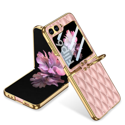 Electroplating Leather Ring Rhombus Stylish Cover for Samsung Galaxy Z Flip Series