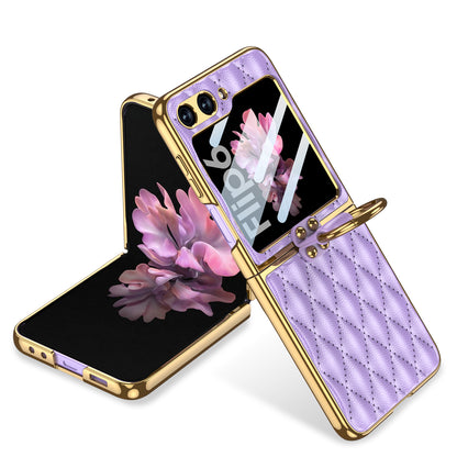 Electroplating Leather Ring Rhombus Stylish Cover for Samsung Galaxy Z Flip Series