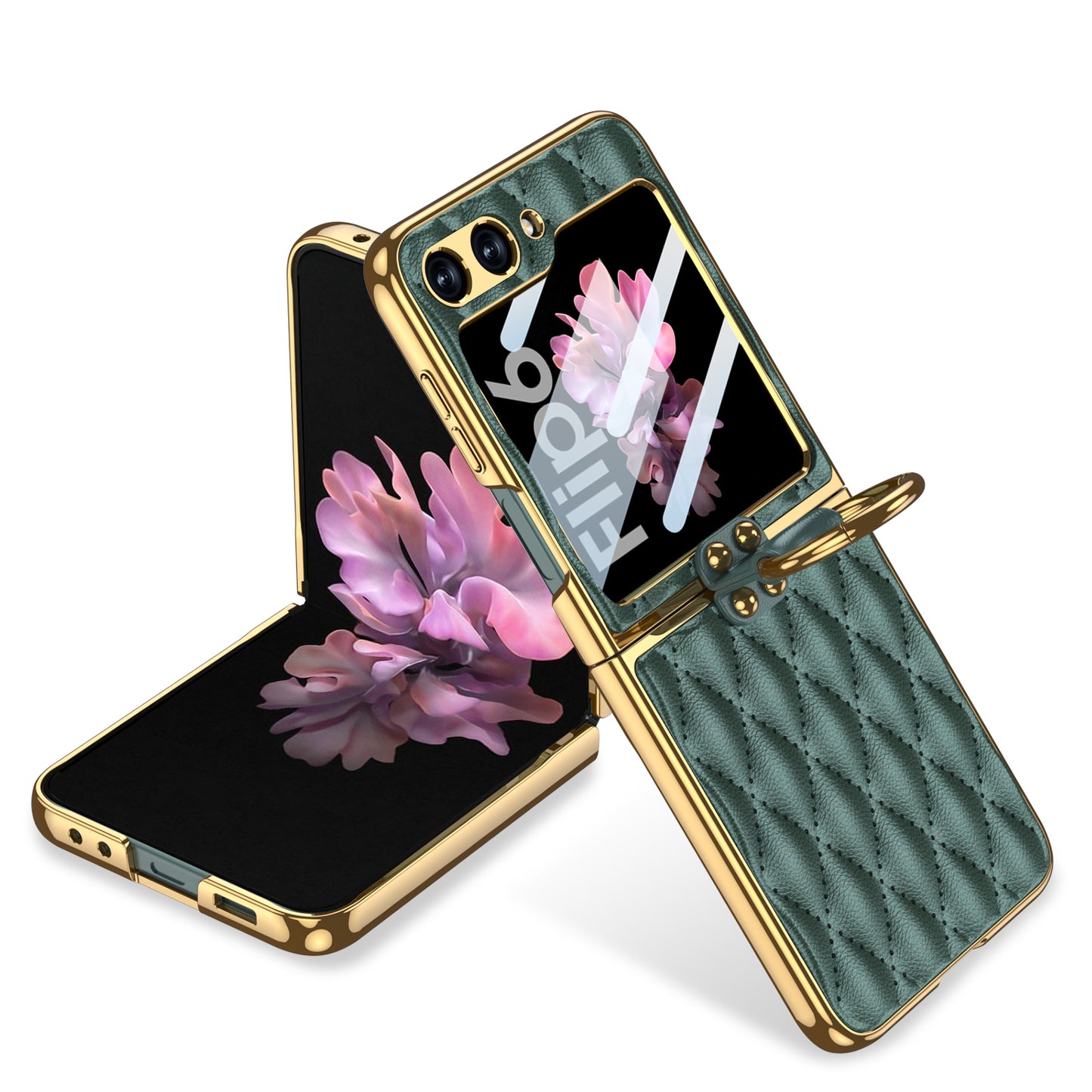 Electroplating Leather Ring Rhombus Stylish Cover for Samsung Galaxy Z Flip Series