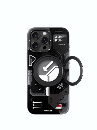 Original Youngkit cyberstyle pattern with 360 degree rotation stand cover for Iphone 16 series