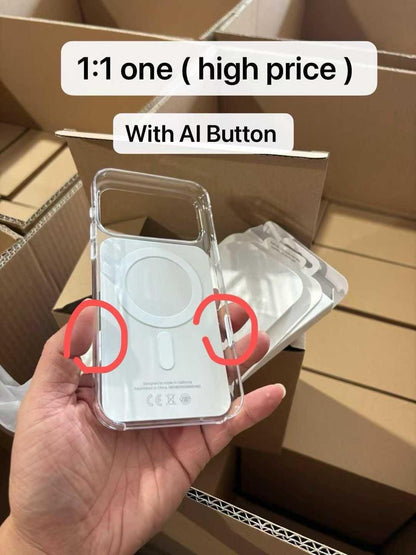 Crystal Clear IC MagSafe Case with camera button for iPhone 17 Series (Apple Logo)