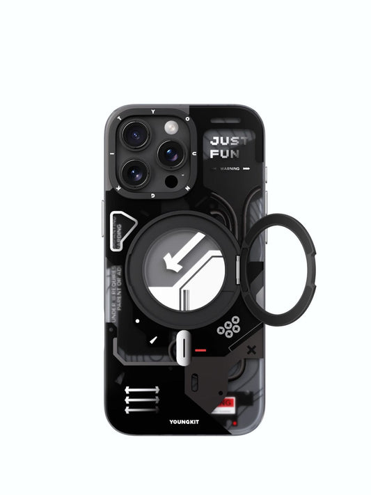 Original Youngkit cyberstyle pattern with 360 degree rotation stand cover for Iphone 16 series